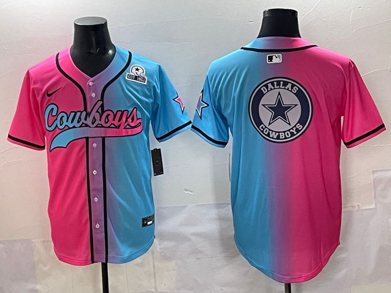 Men 2025 Dallas Cowboys Blank Blue pink Nike Limited NFL Jersey style 0018->oakland raiders->NFL Jersey